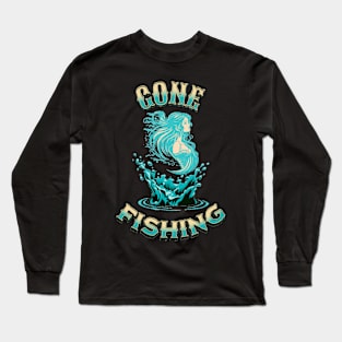 Gone Fishing Mermaid Sunset Long Sleeve T-Shirt